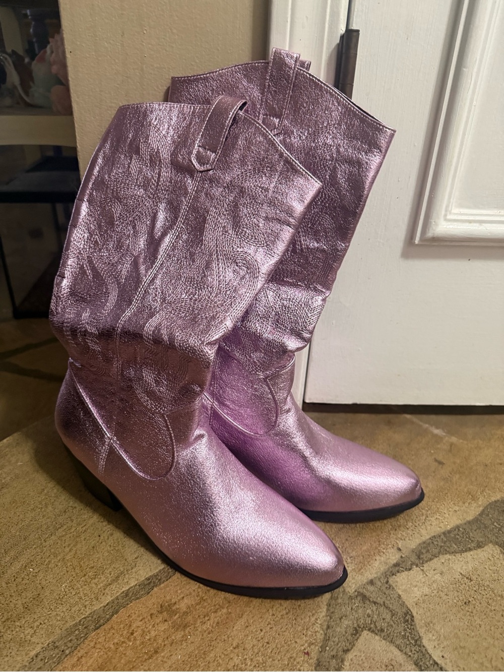 Pink metallic boots sz 9